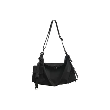 ALNI BITTON Nylon Shoulder Bag, Crossbody Bag Regular Men's Black/Dark Brown