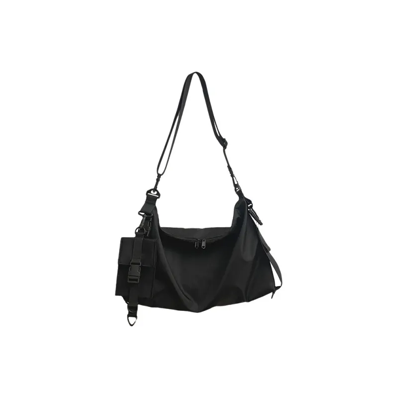 ALNI BITTON Nylon Shoulder Bag, Crossbody Bag Regular Men's Black/Dark Brown-0