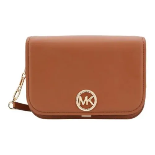 MICHAEL KORS Delancey Leather Crossbody Saint Bag, Shoulder Saint Bag Medium Size Women's Brown