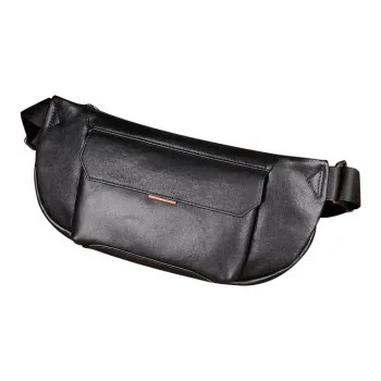 DOSRFINI Cow Leather Fanny Pack Sling Bags Regular Men's Black