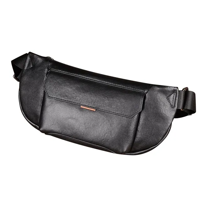 DOSRFINI Cow Leather Fanny Pack Sling Bags Regular Men's Black-0