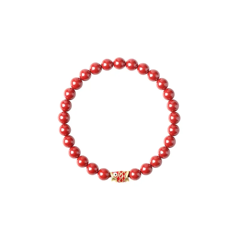 Baozhi Reconstructed Cinnabar Jade Bracelets Unisex-17