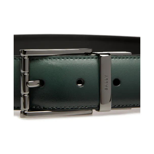BALLY Solid Color Design Pin Buckle Leather Belts Men's Green-2