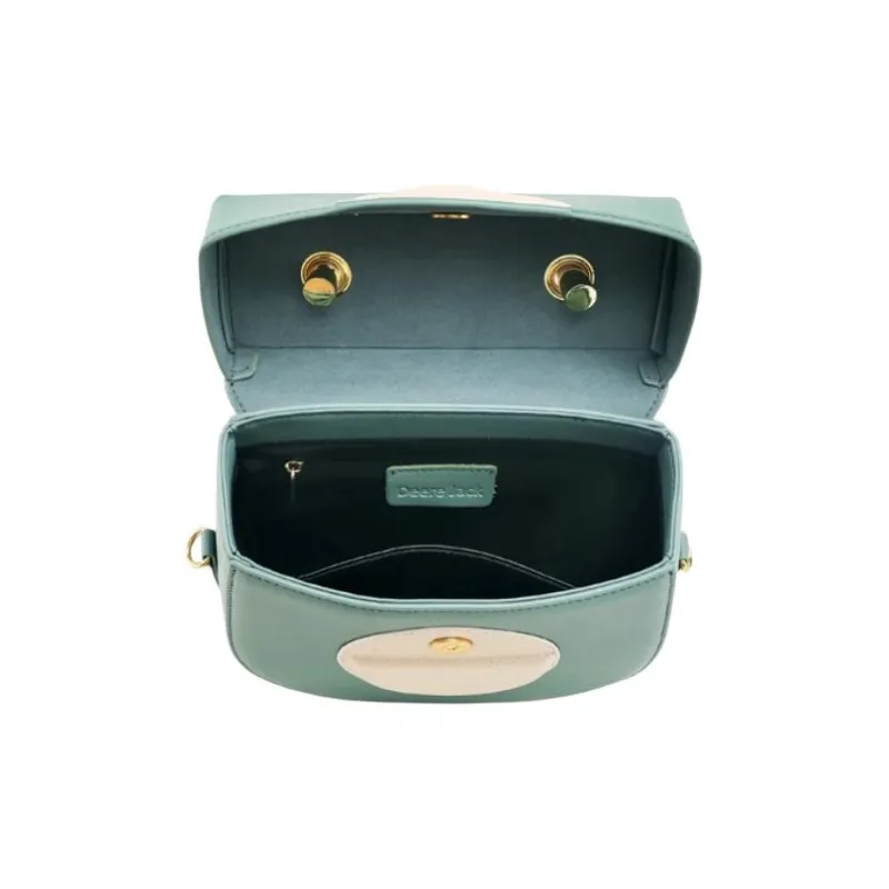 DEERE JACK Cow Leather Handbag, Shoulder Bag Medium Size Women's Celadon Green-5