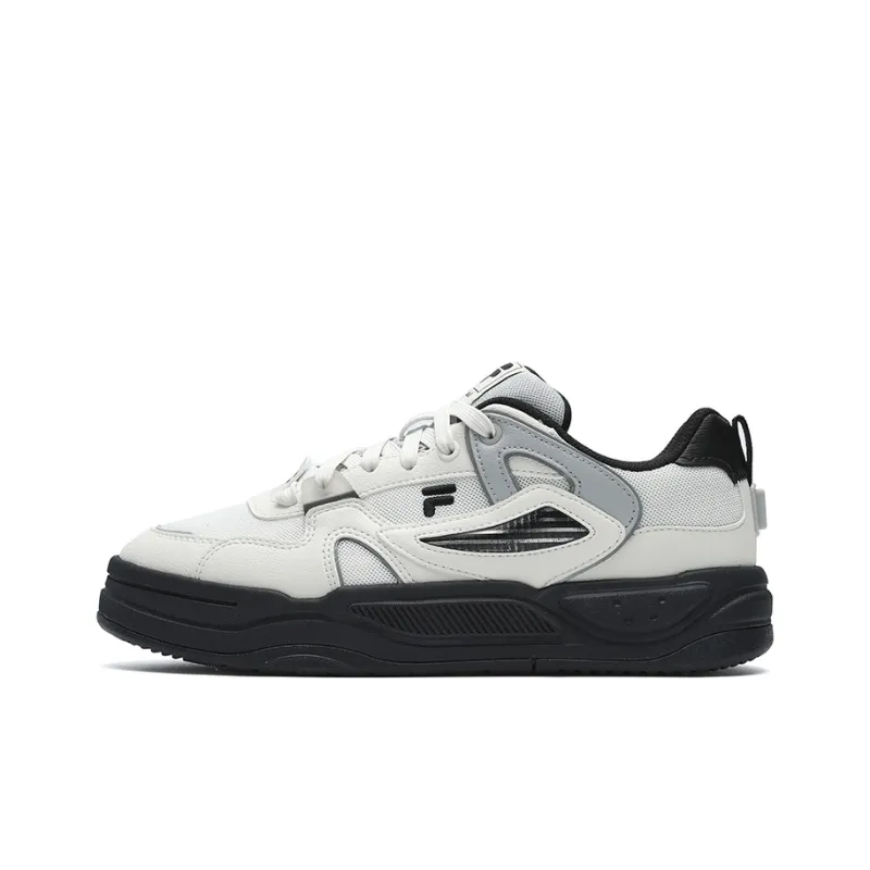 FILA FUSION BANK II Wear Resistant Low Top Skateboard Shoes Women's Black White-0