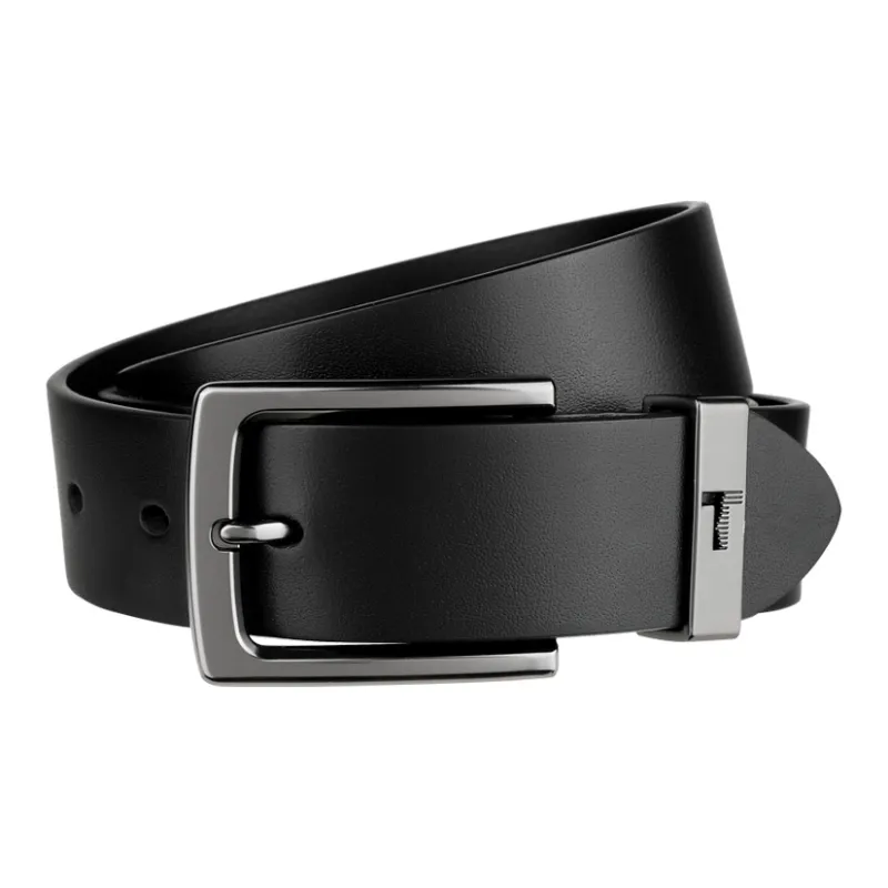 Thereble Business Elegant Alloy Pin Buckle Top Grain Cow Leather Belts Men's Black-0