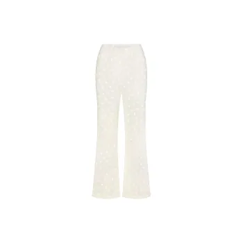 SKIMS SHEER VELVET STRAIGHT LEG PANT Pajama Pants Women's MARBLE/Marble