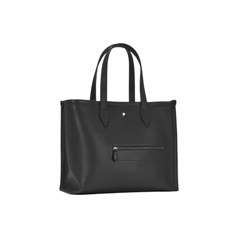 MONTBLANC Calfskin Tote Bag Shopping Bag Shoulder Bag Handbag Medium Size Men's Black-1