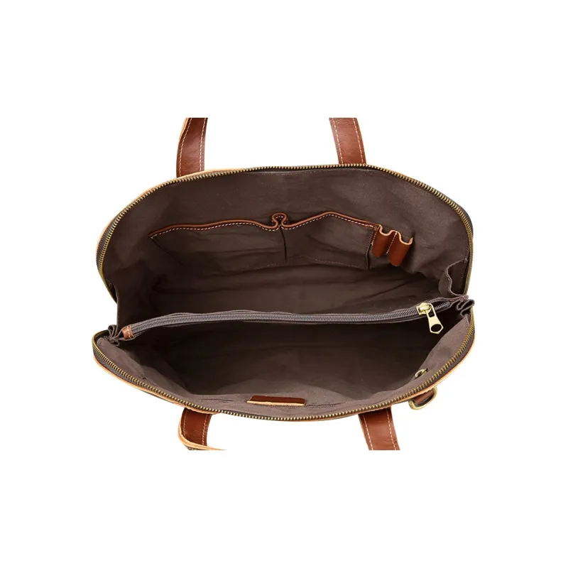 DOSRFINI Cow Leather Shoulder Bag, Crossbody Bag, Handbag, Briefcase Men's Brown/Black-6