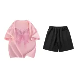 Set (Pink Short-Sleeved+Black Shorts)