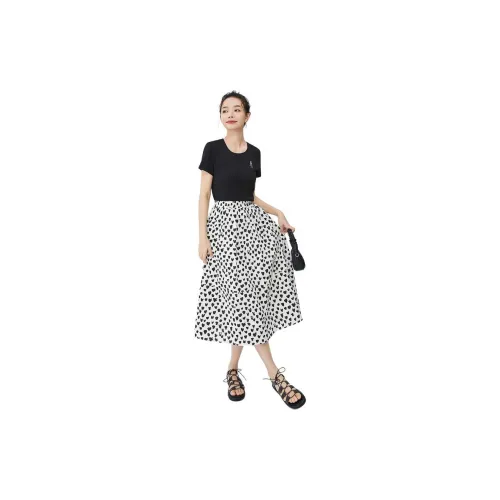 D.SIGN Casual Long Skirts Women's Polka Dot