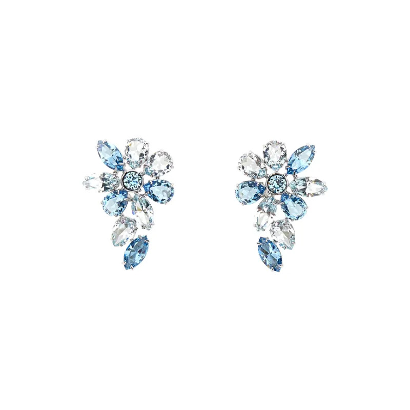 Swarovski Crystal Rhodium-plated Earrings Women's Blue-0