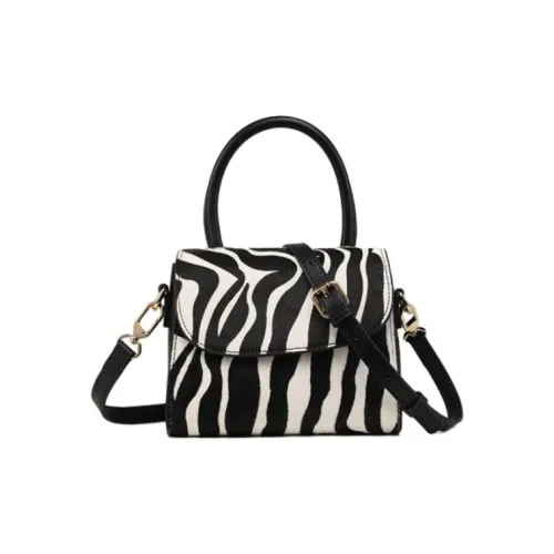 DEERE JACK Cow Leather Shoulder Bag, Crossbody Bag, Handbag Trumpets Women's Zebra Print
