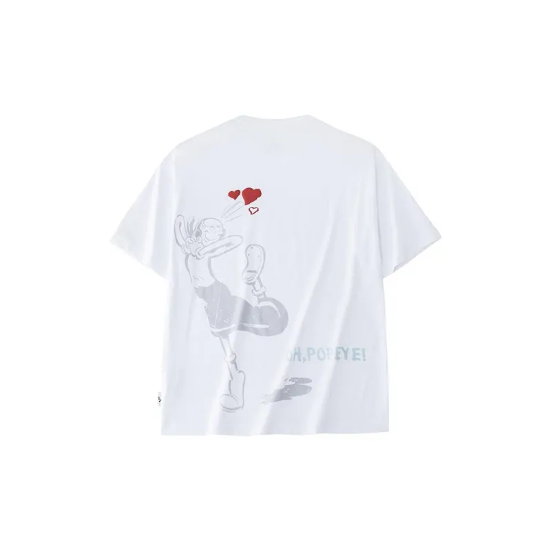 Anta x POPEYE Drop Shoulder Sleeve T Shirt Men's Pure White-1