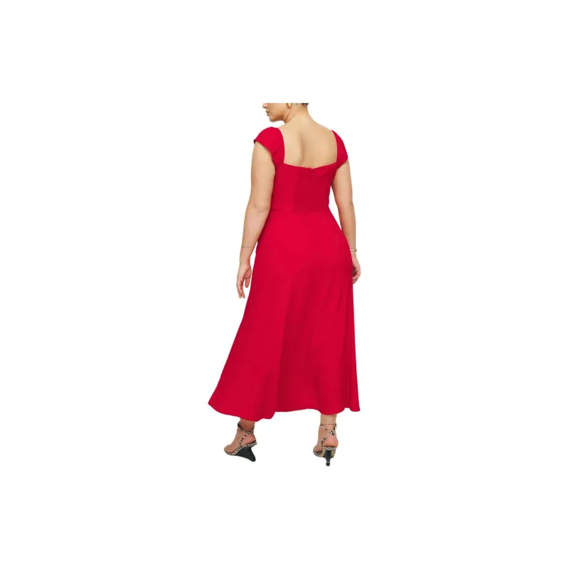 REFORMATION Bryson Dress Es Short-Sleeved Dresses Women's Cherry Red-1