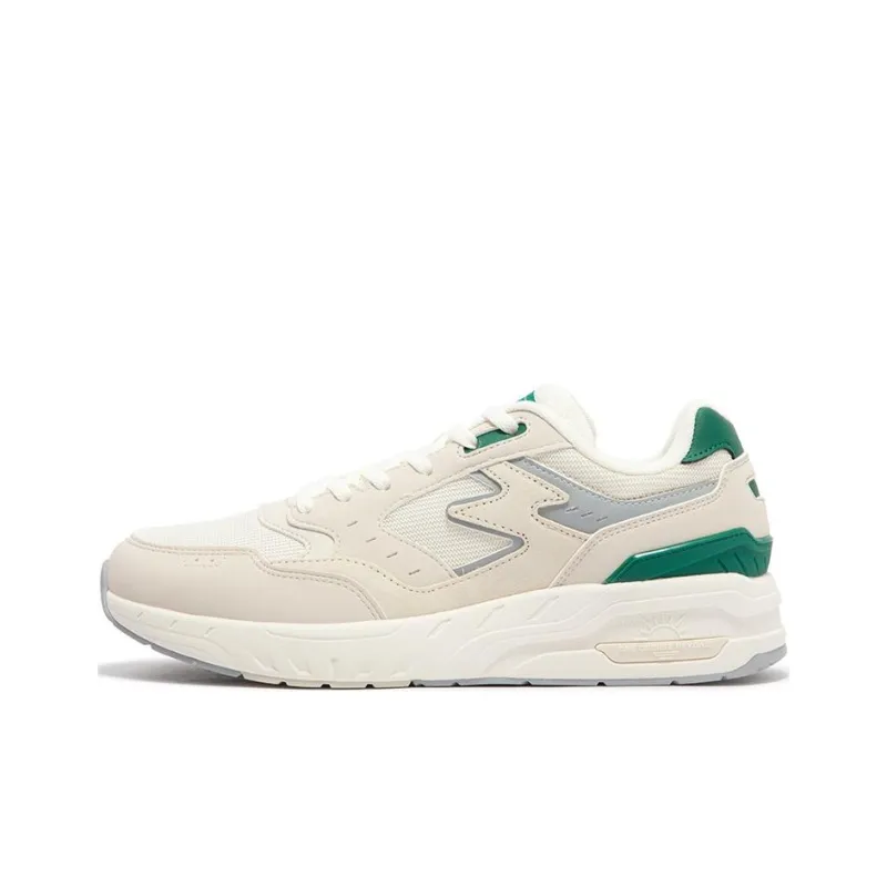361° Cushioning Wear Resistant Low Top Casual Shoes Men's Beige White Green-0