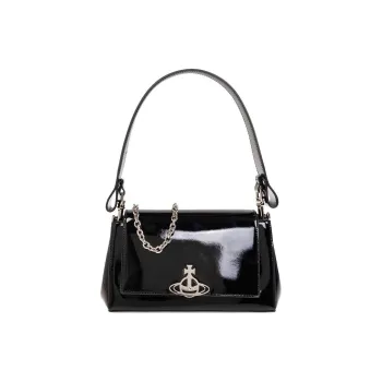 Vivienne Westwood HAZEL Calfskin Shoulder Bag, Crossbody Bag, Handbag Medium Size Women's Black