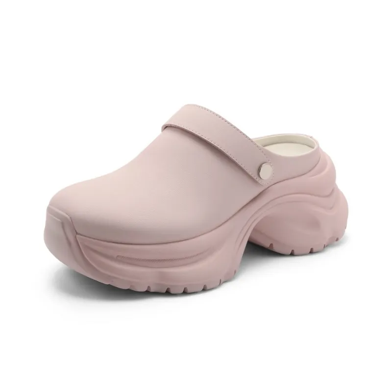 BELLE Abrasion Resistant Closed Toe Slippers Women's Black, Pink, Beige-5
