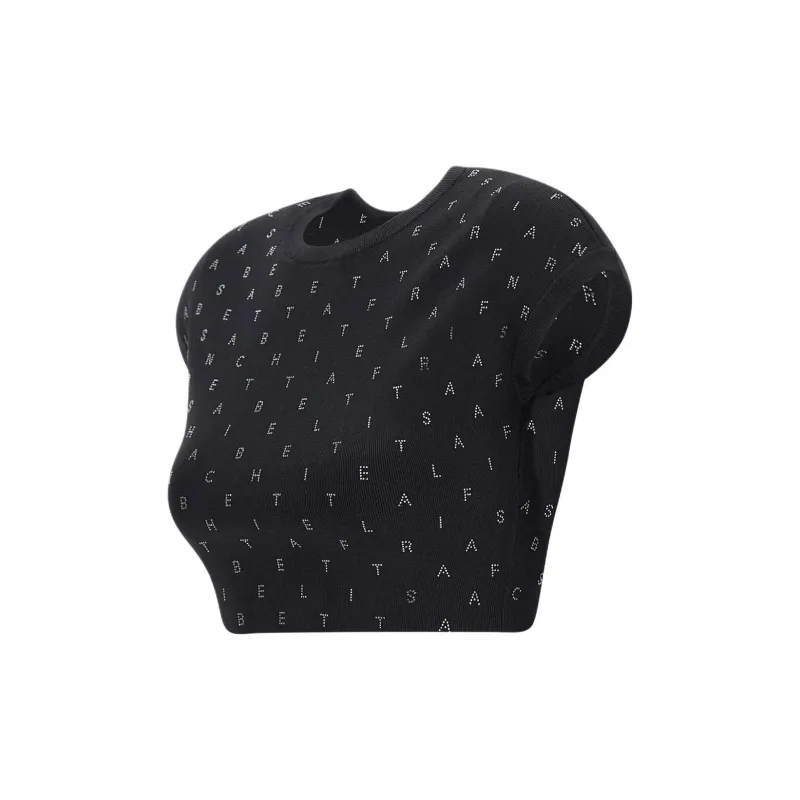 Elisabetta Franchi Logo Lettering Embellished Cropped Top-2