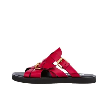 MOSCHINO Buckled Leather Slides