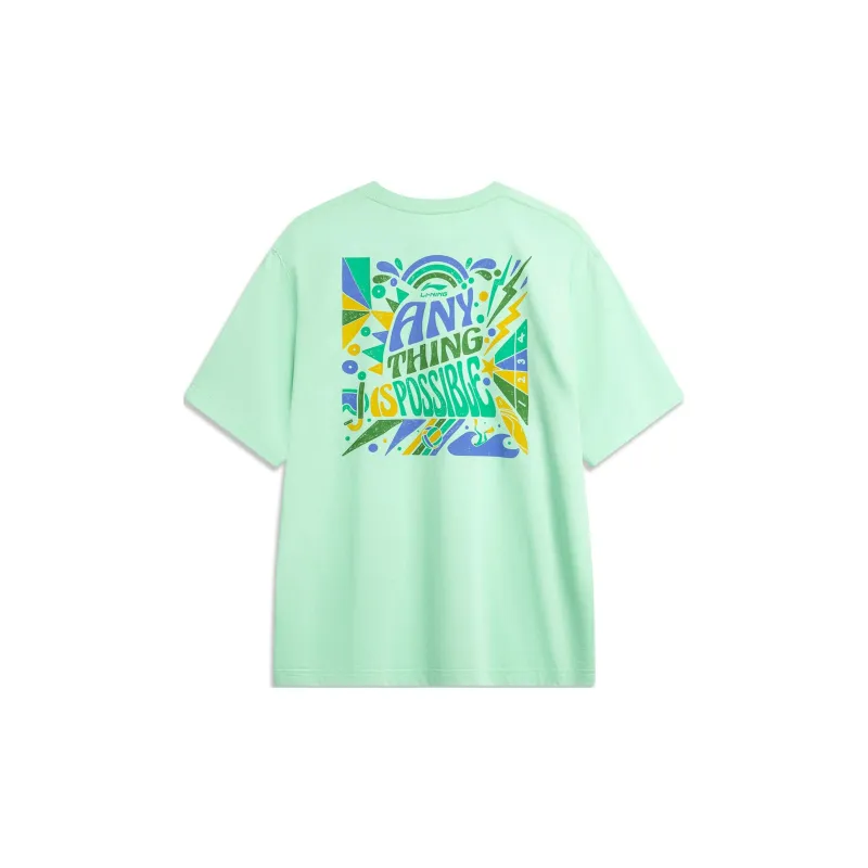 LiNing Sports Life Collection Drop Shoulder Sleeve T Shirt Men's Cooling Green-1