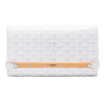 GOYARD MONTE-CARLO Canvas With Calfskin One Shoulder Crossbody Clutches Small Size Unisex White
