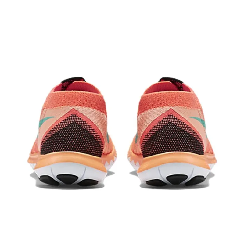 Nike Free 3.0 Flyknit Cushioned Slip Resistant Low Top Casual Running Shoes Women's Orange Blue-3