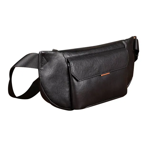 DOSRFINI Cow Leather Fanny Pack Sling Bags Regular Men's Black-2