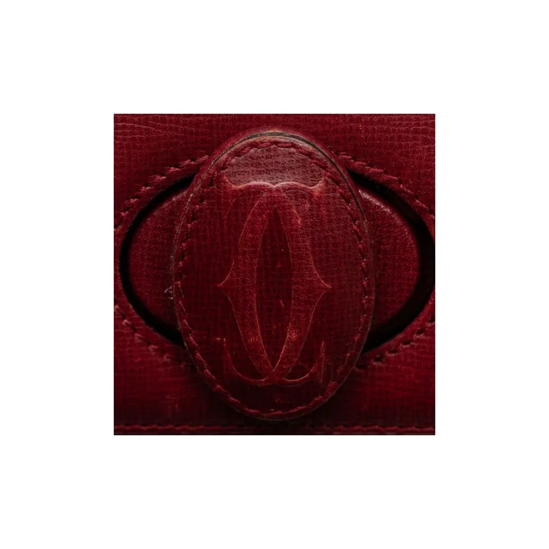 CARTIER Calfskin Backpack Unisex Burgundy-5