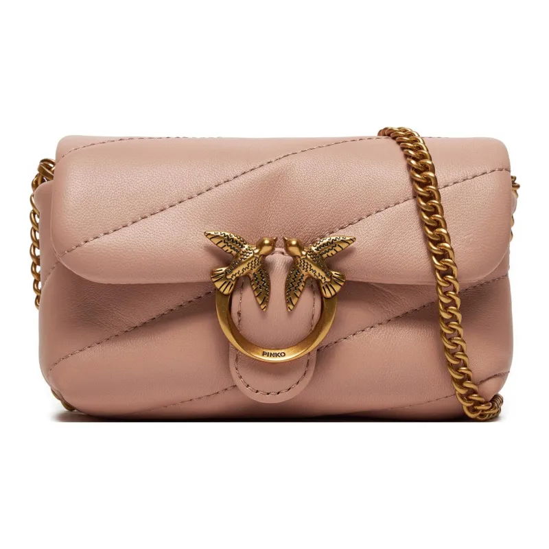 PINKO Grain Leather Shoulder Bag Women's Honey Powder-0