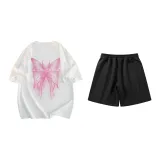 Set (White Short-Sleeved+Black Shorts)