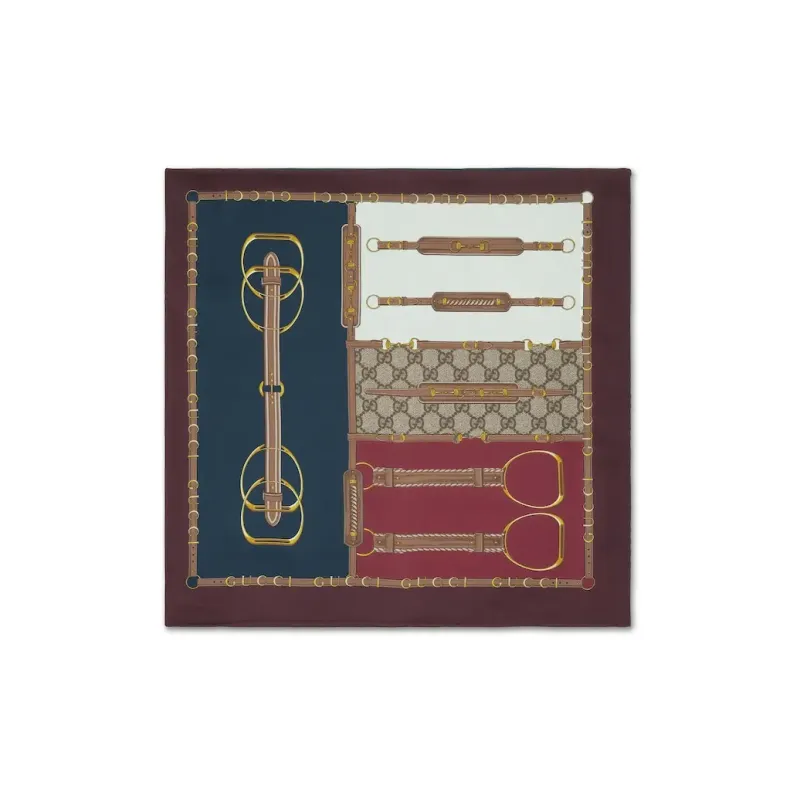 GUCCI Silk Scarves Women's Red Brown-1