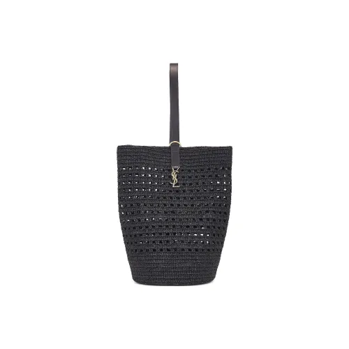 SAINT LAURENT Raffia Handbag Large Size Women's Black