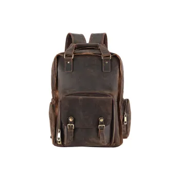 CMLZIUA Cow Leather Camera Bag Unisex Coffee