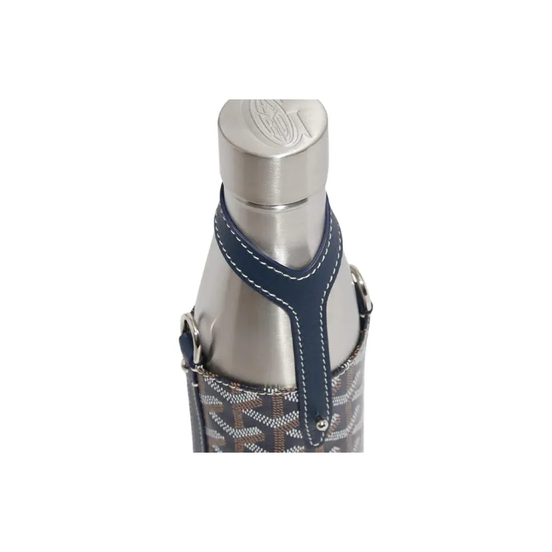 GOYARD YONNE Canvas With Leather Water Bottle Bag Shoulder Bag Crossbody Bag Medium Size Unisex Dark Blue-1