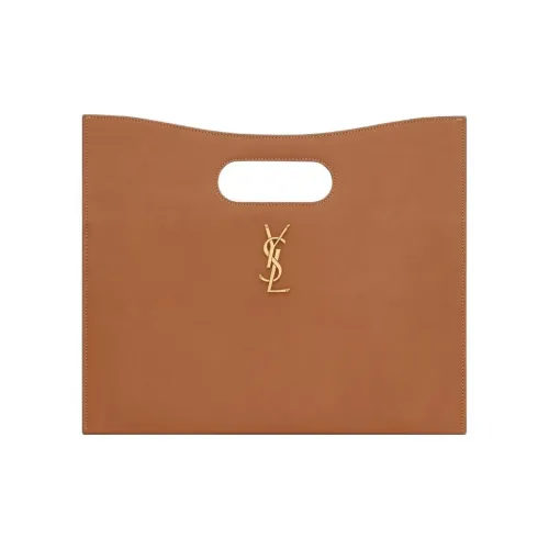 SAINT LAURENT Cow Leather Handbag Women's Brick & Deep Ebony