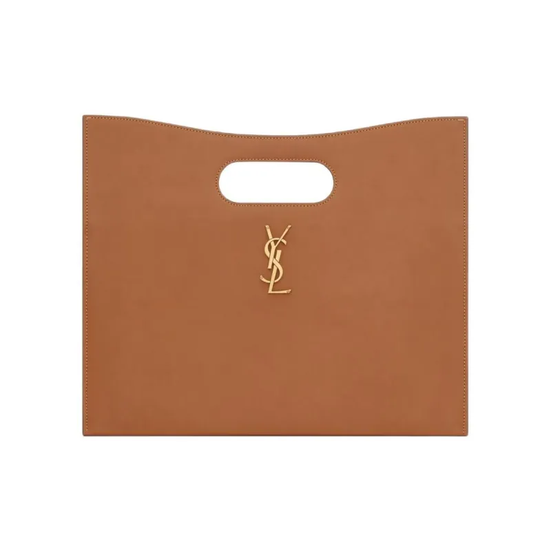 SAINT LAURENT Cow Leather Handbag Women's Brick & Dark Ebony-0
