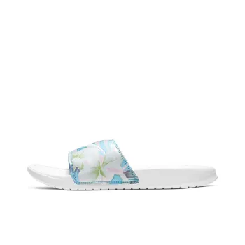 Nike Benassi Jdi Floral Flowers White Blue Slippers 'White Blue' Women's