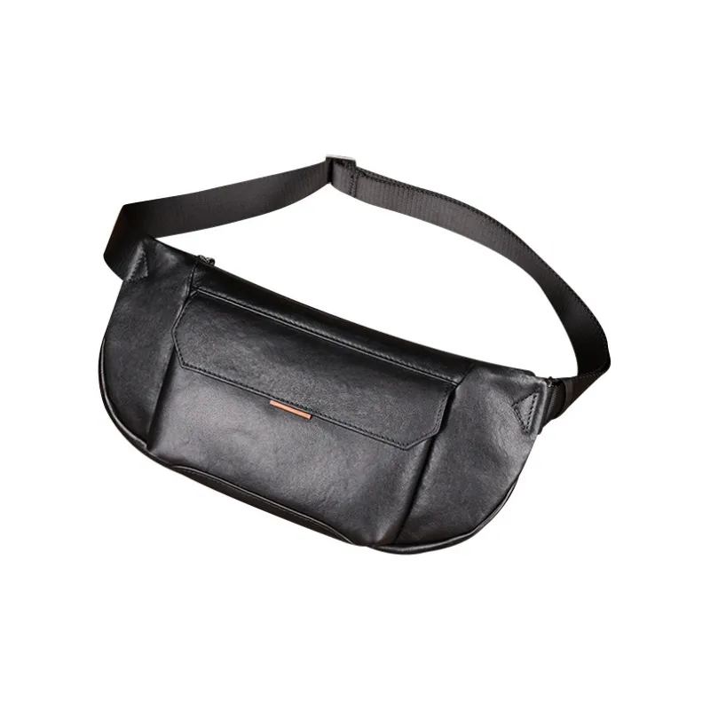 DOSRFINI Cow Leather Fanny Pack Sling Bags Regular Men's Black-3