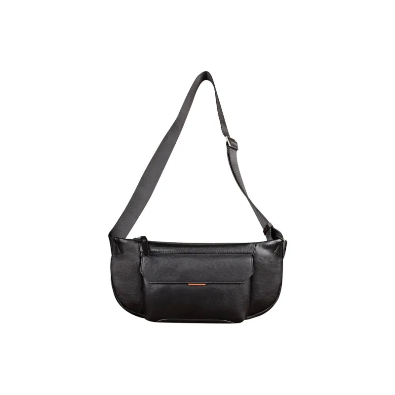 DOSRFINI Cow Leather Fanny Pack Sling Bags Regular Men's Black-4
