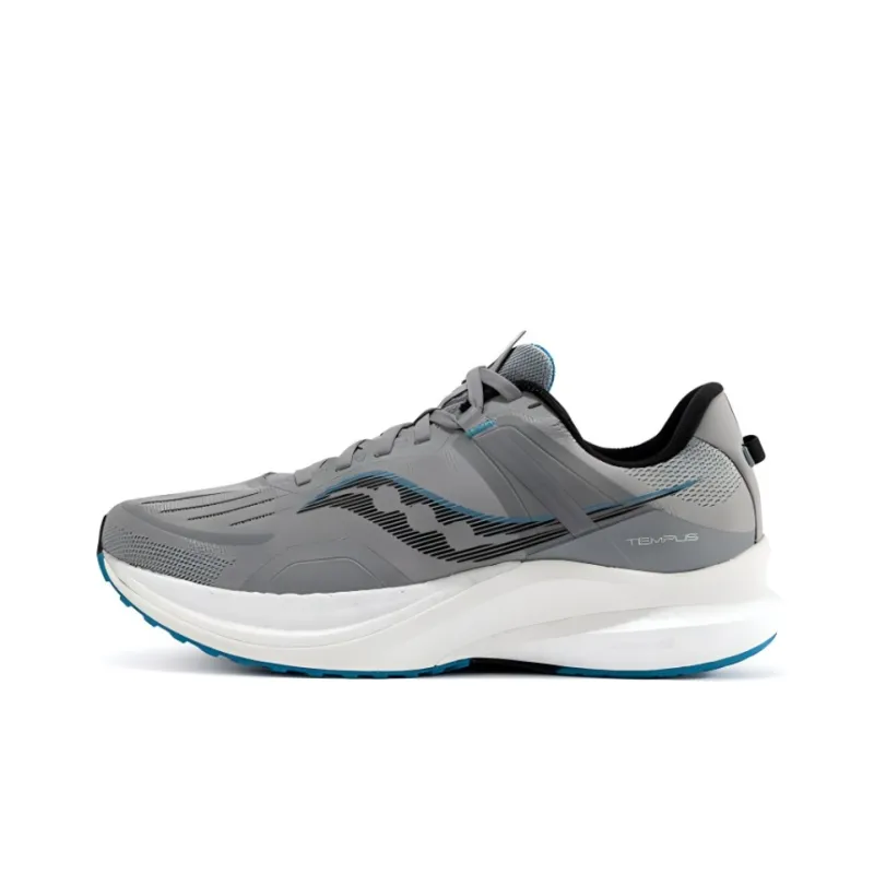 Saucony Tempus Cushioning, Slip Resistant, And Abrasion Resistant Low Top Marathon Running Shoes Men's Gray Blue-0