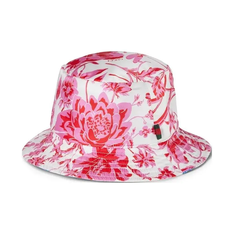 GUCCI Canvas Bucket Hats Women's Pink/Blue-5