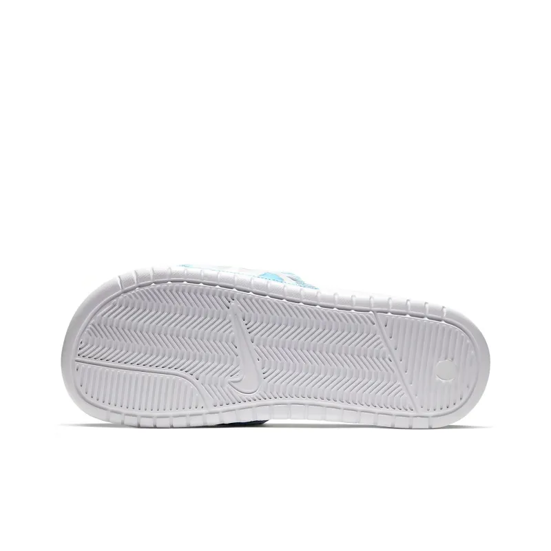 Nike Benassi Jdi Floral Flowers White Blue Slippers 'White Blue' Women's-3