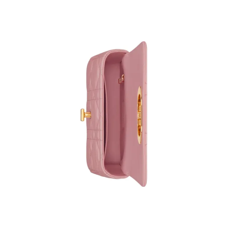 DIOR Caro Macrocannage Lambskin Shoulder Bag Women's Pink Pearlescent-3