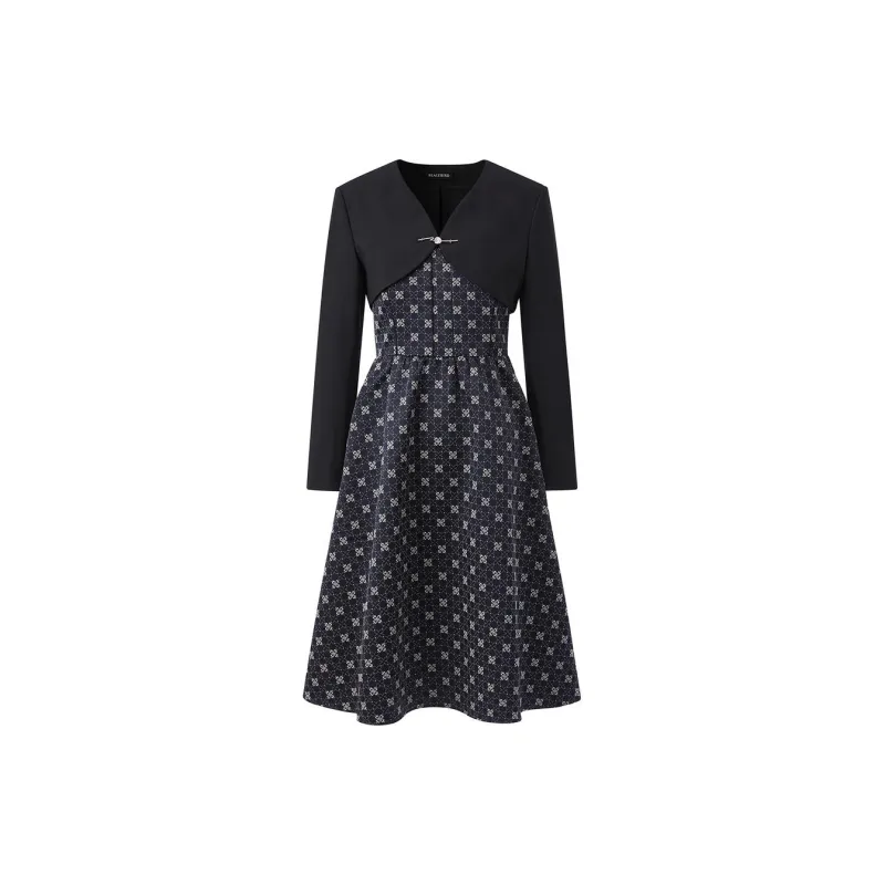 PEACEBIRD Long Sleeved Dresses Women's Navy Blue-1