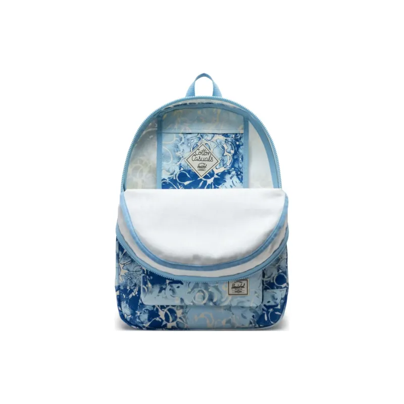 Herschel 100% Cotton Backpack Unisex Blue Bell Denim Floral Pattern-1