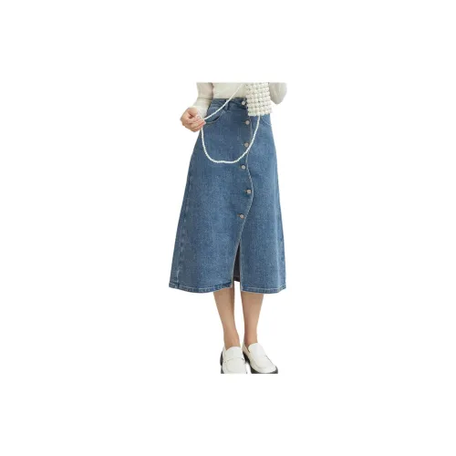 D.SIGN Denim Long Skirts Women's Dark Blue