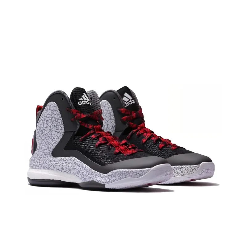 Adidas D Rose 5 Durable Breathable Mid Top Basketball Shoes Men's Black Gray-2