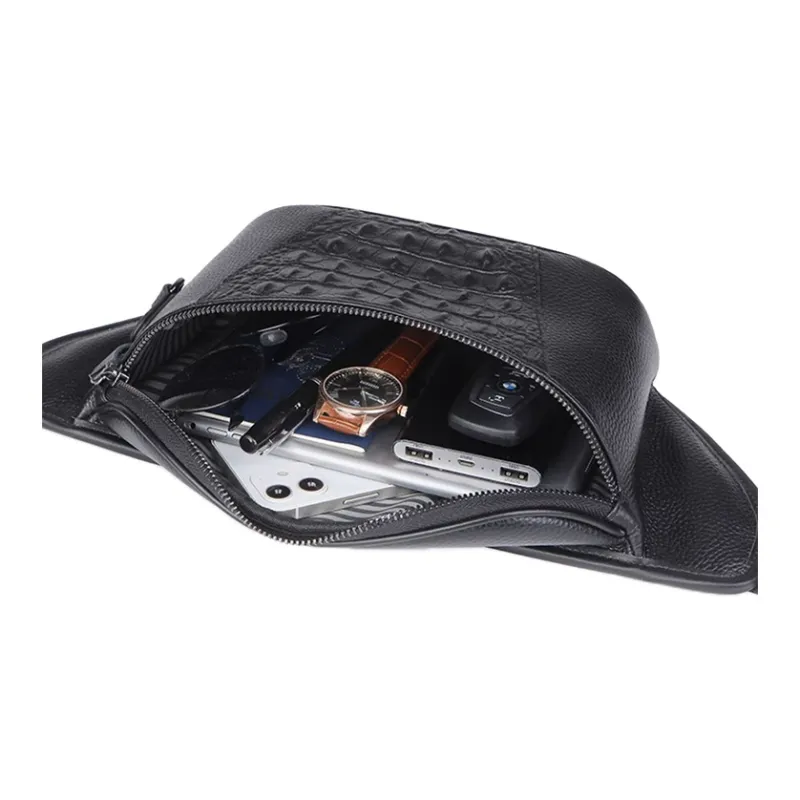 DOSRFINI Top Grain Cow Leather Genuine Leather Fanny Pack Men's-3