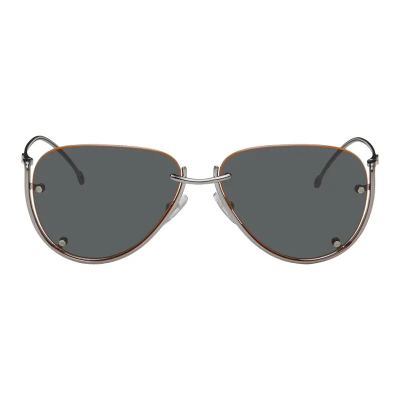DIESEL Irregular Shape Sunglasses Unisex Gunmetal Gray-0